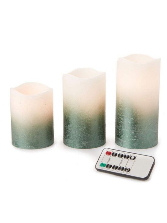 Other - Green & White Ombré Flameless LED Candles with Rem